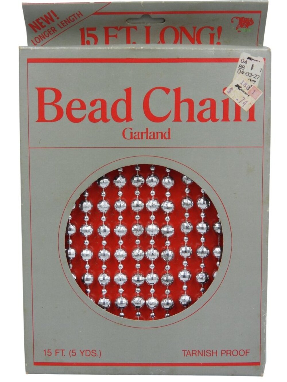 NEW Vintage Trim-a-Tree 15 Foot Bead Chain Garland Tarnish Proof Made Hong Kong